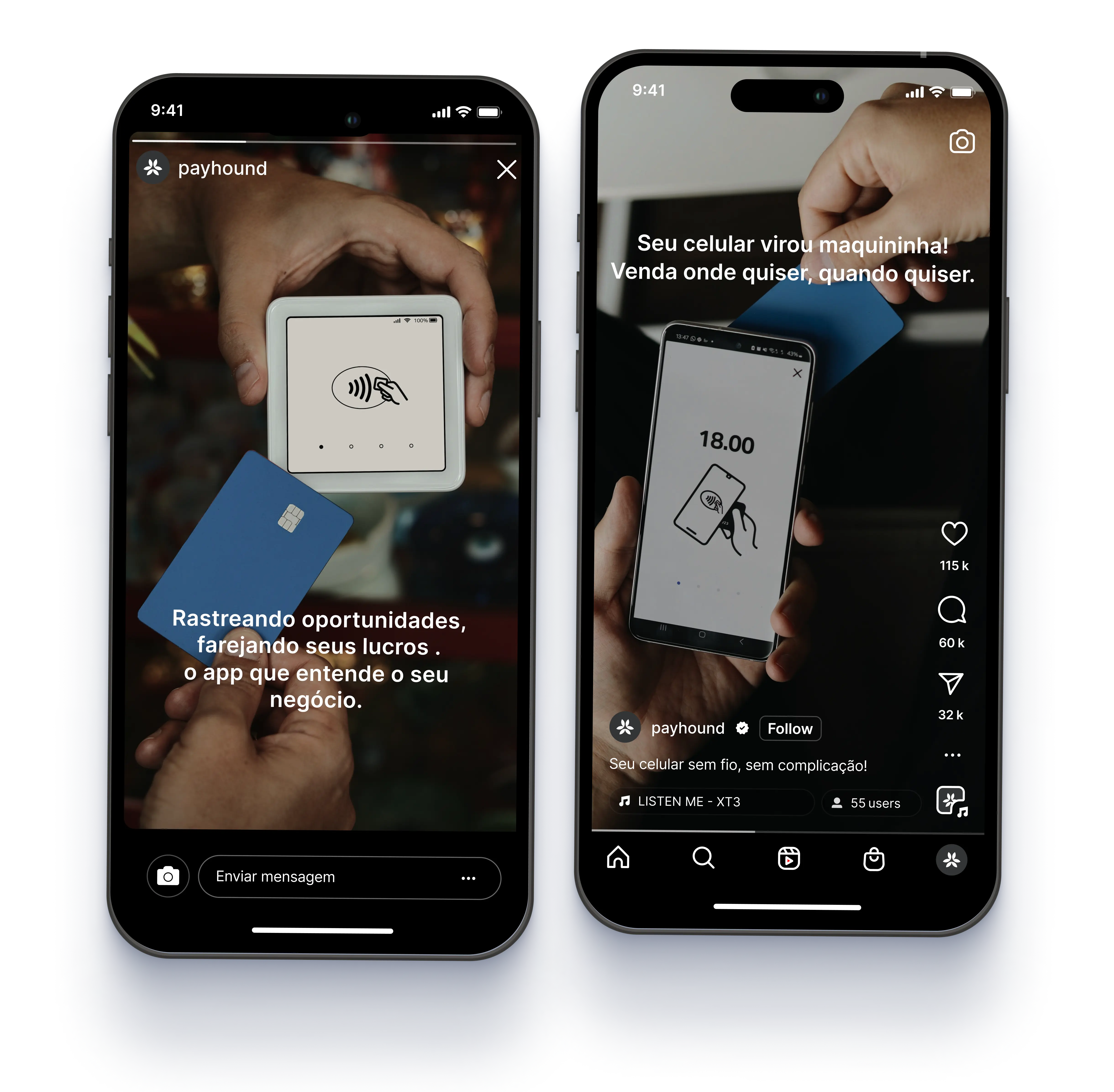 Mockup de celular exibindo feed do Instagram